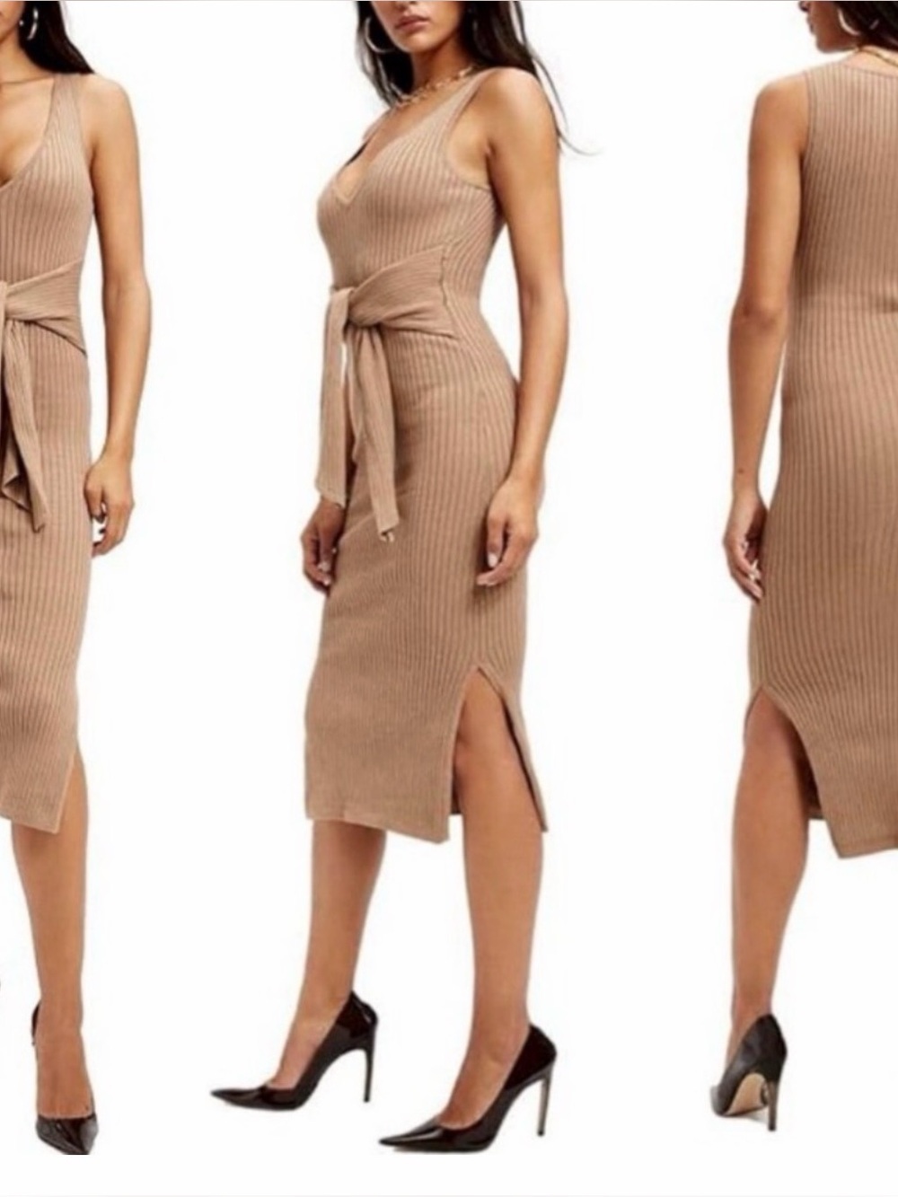 Good American |  Ribbed Knit | Midi Dress | Size 3/L